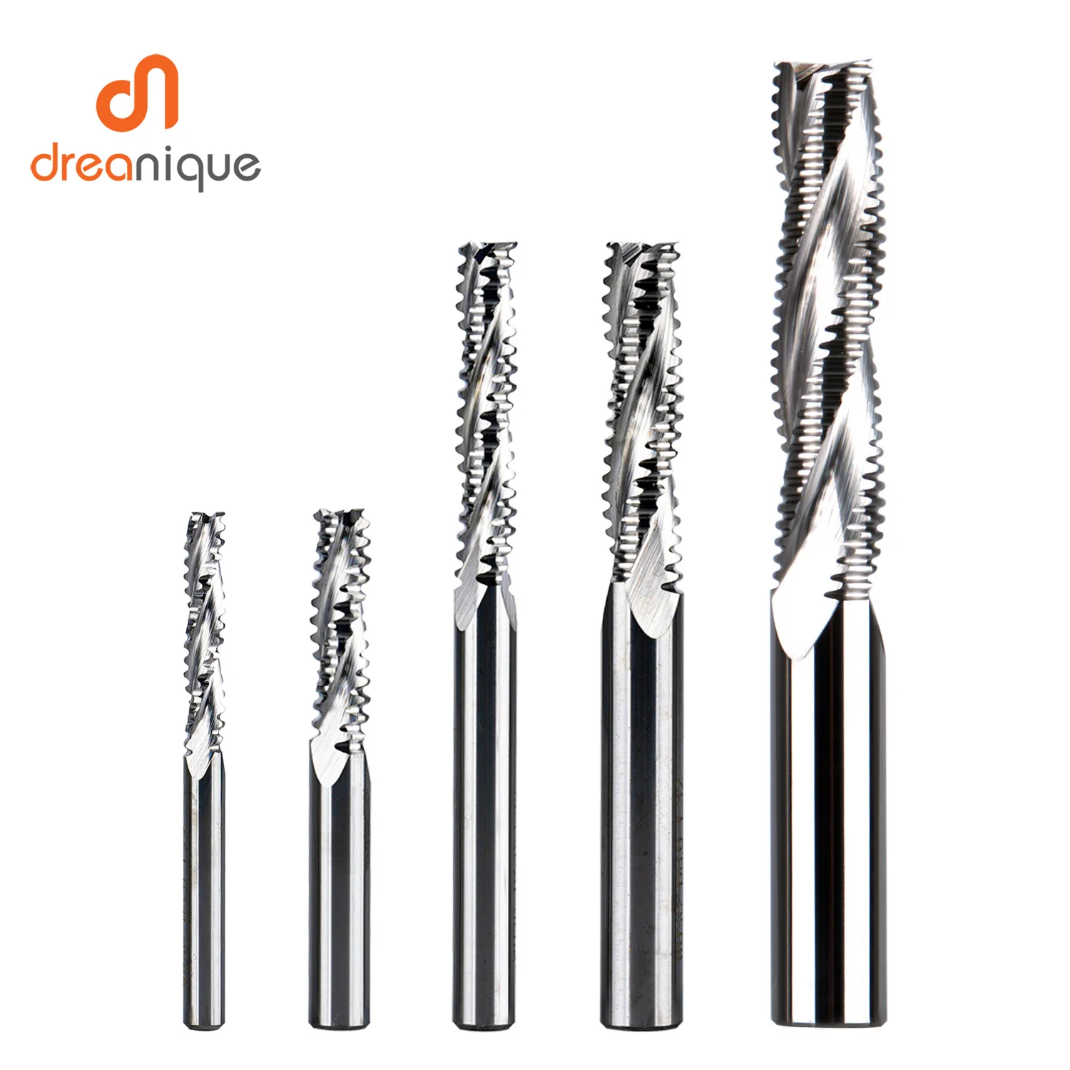 Dreanique 1 szt. 3 rowki węglik spiekany Heavy Duty frez do obróbki zgrubnej 4mm-12mm do obróbki drewna dłutowanie CNC gruboziarniste szorstkiej