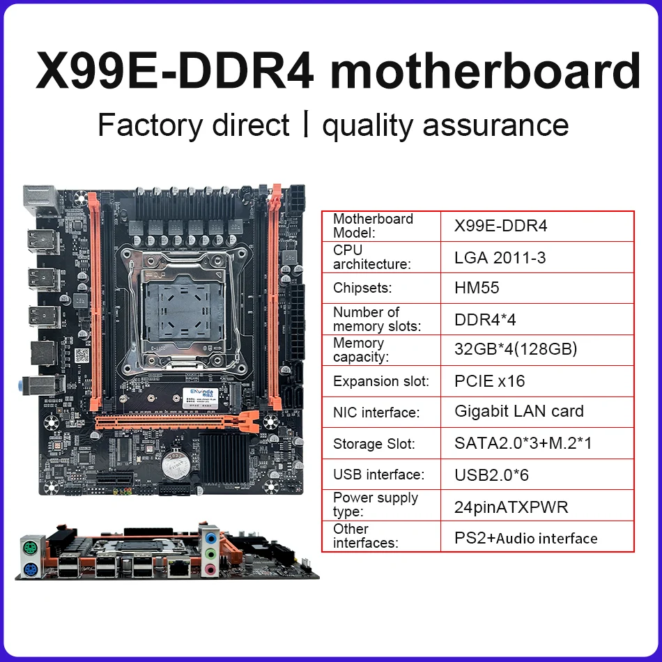 ENVINDA X99 Gaming Moederbord M.2 NVME Dual Channel DDR4 Geheugen Ondersteuning Xeon E5 V3 V4 LGA 2011-3 CPU Processor