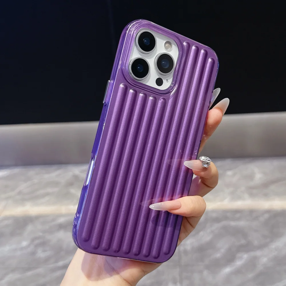 Vertical Stripe Frosted Bumper Case for iPhone 17 Air 16 16E 15 14 Pro Max Plus 13 12 11 SE4 Shockproof TPU Luxury Phone Cover - view 4