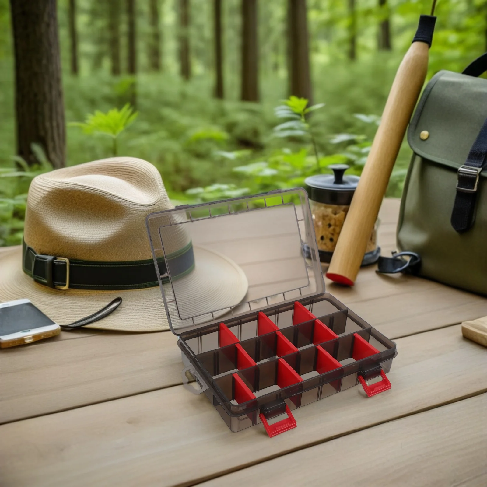 3 قطعة منظم أدوات صيد السمك الصغيرة المدمجة المحمولة صندوق تخزين طُعم الصيد متعدد الأقسام غطاء شفاف حاوية طعم الكاياك #5