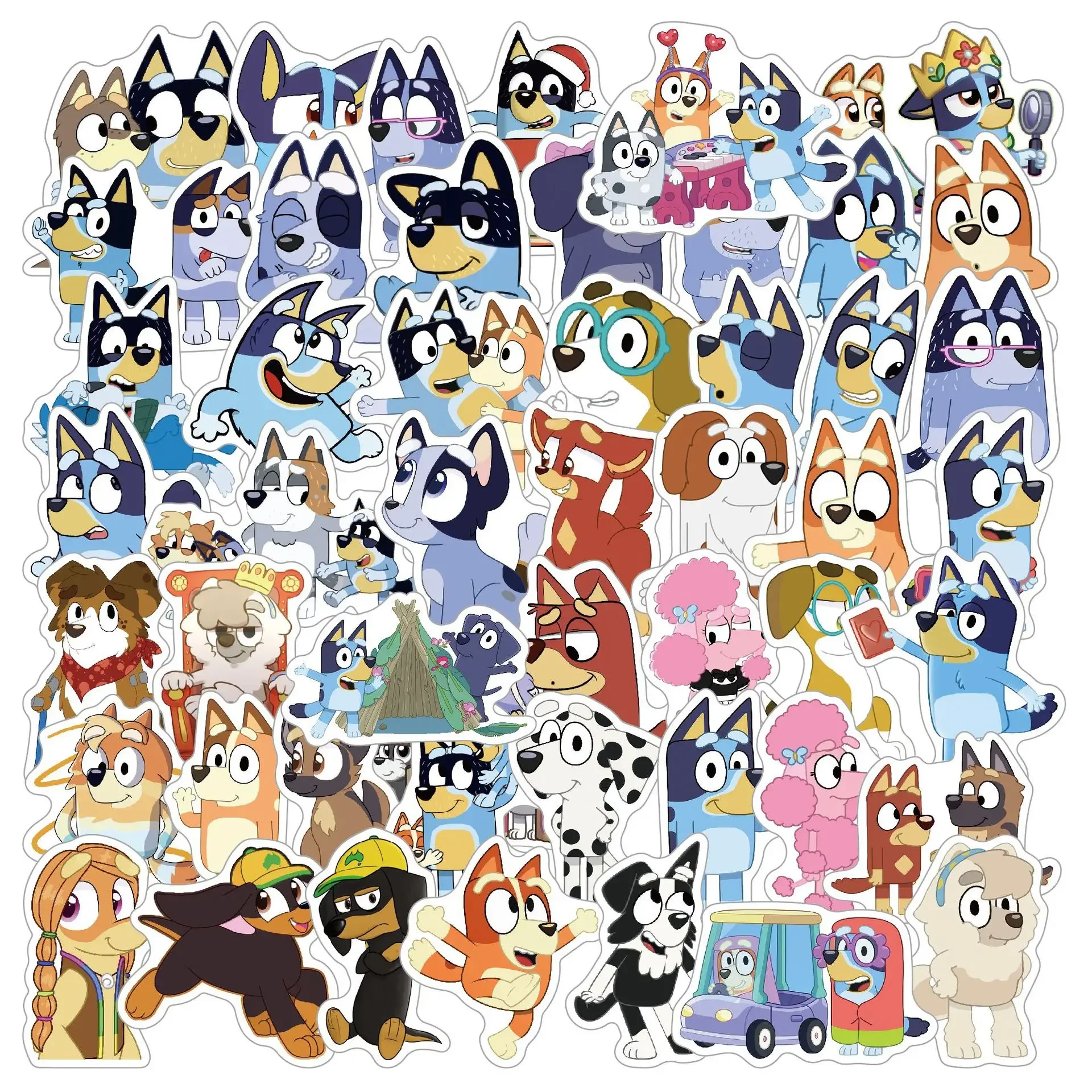 50pcs Blueyi Cute Stickers Anime Dog Bingo Stationery Paster Kids Classic Toys Water Cup Luggage Box Decoration Children Gift