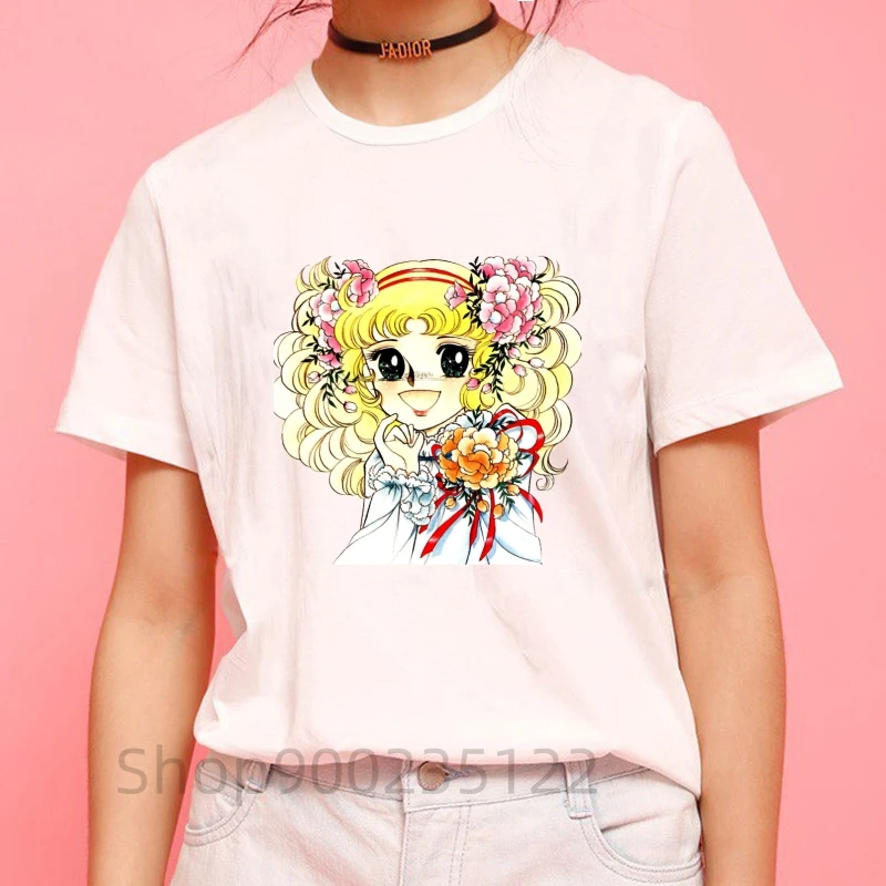 Kawaii Candy Candy Anime Summer Top Tshirt Femen Print y2k T Shirt Grunge Anime Manga T Shirt Top Tees Graphic Aesthetic