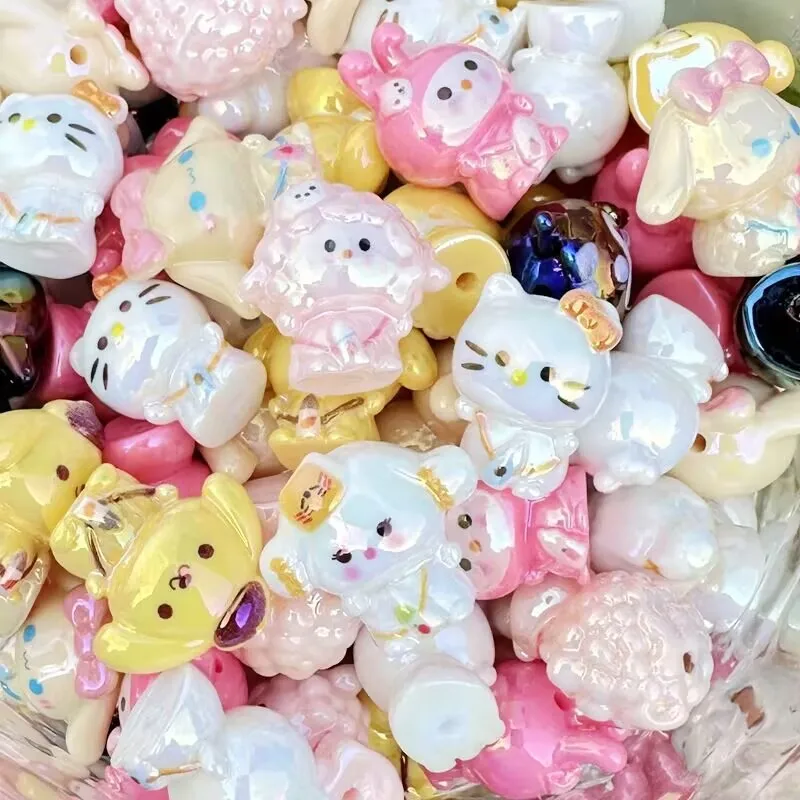 5PCS 26MM random mix hello kitty kuromi Cinnamoroll focal bead for pen keychain bookmark necklace DIY handmade material view 3