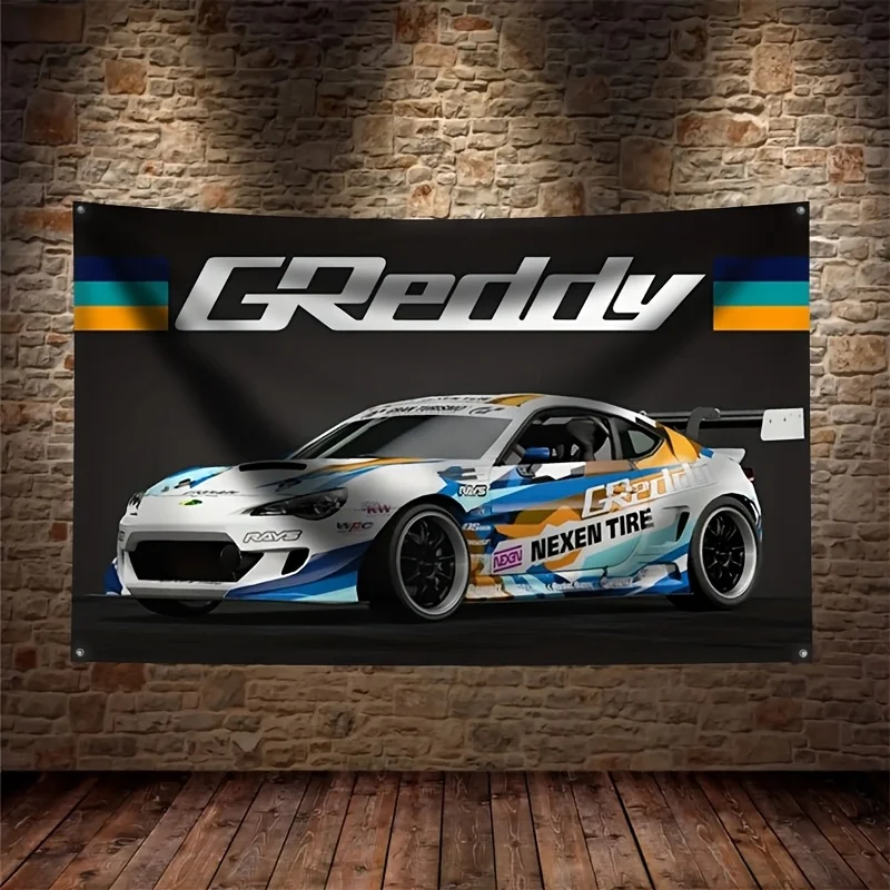 Greek Flag Race Car Tapestry Blue Yellow Motorsport Wall Banner Decor Sport Poster Olympics Greece Car Flag With 4 Rings