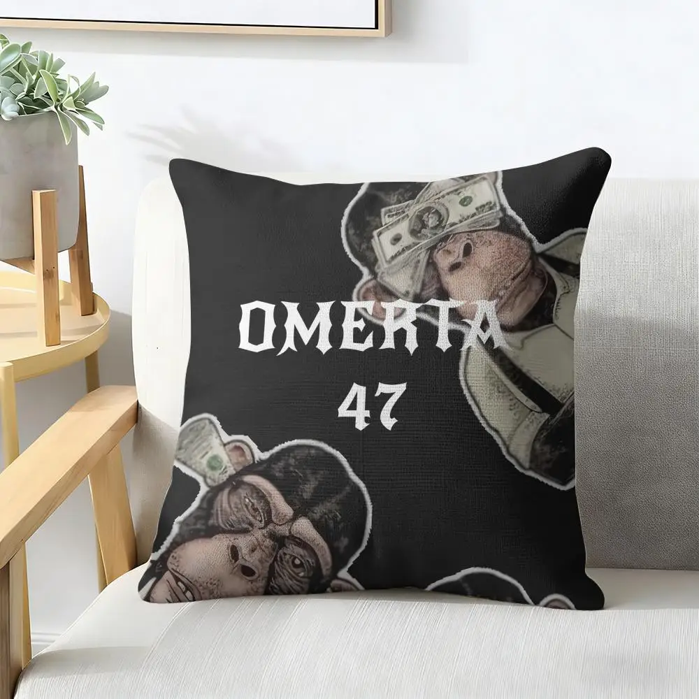 O-Omerta Maes Singer Cushion Cover Natural Linen Organic Fabric Double-Sided Printing Breathable For Decor