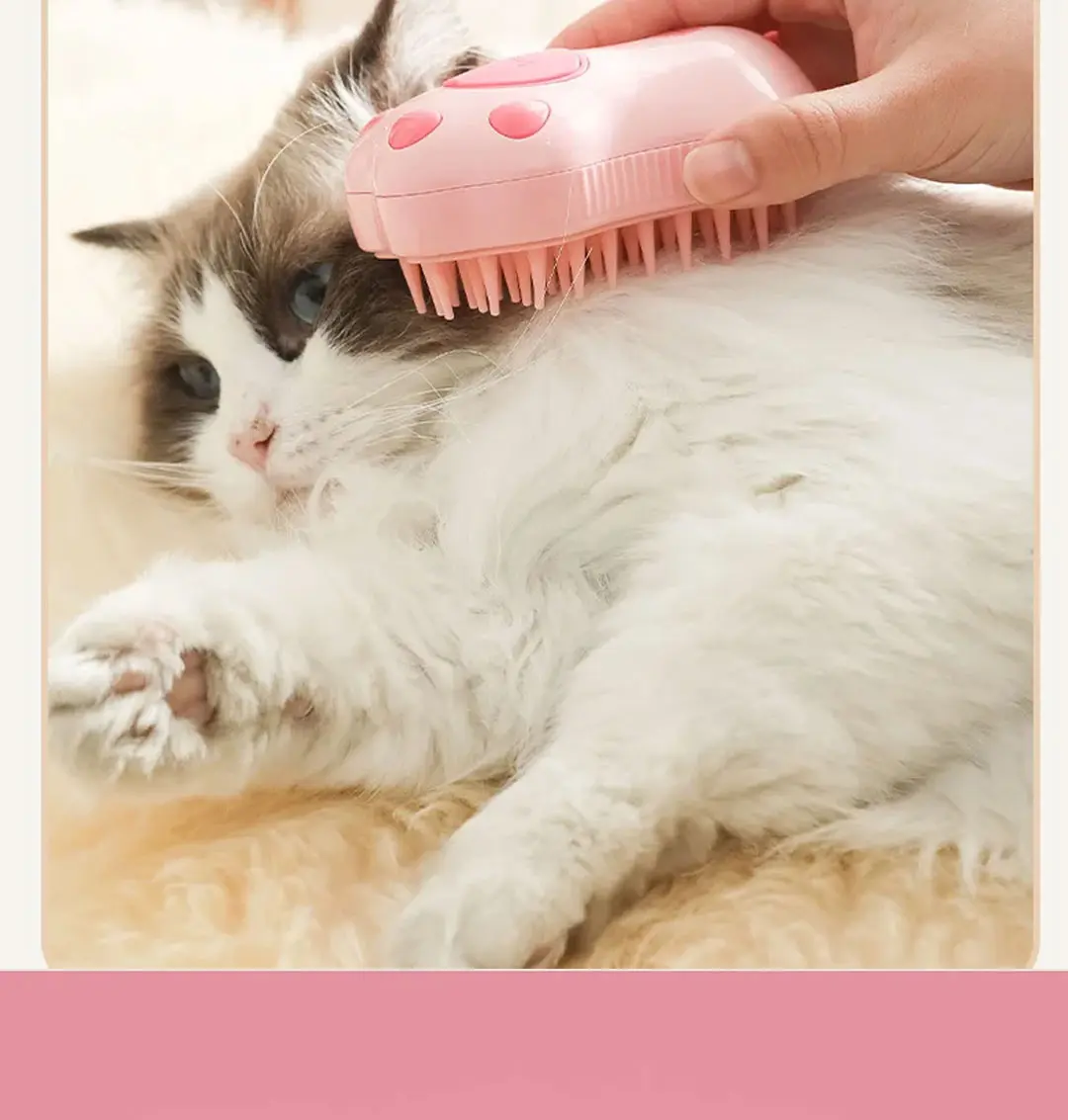 Katze Dampfbürste Hund Massage Kamm Elektrische Wasser Spray Weiche Silikon Enthaarung Katzen Bad Haar Bürste Katze Pflege Zubehör – Detail 5