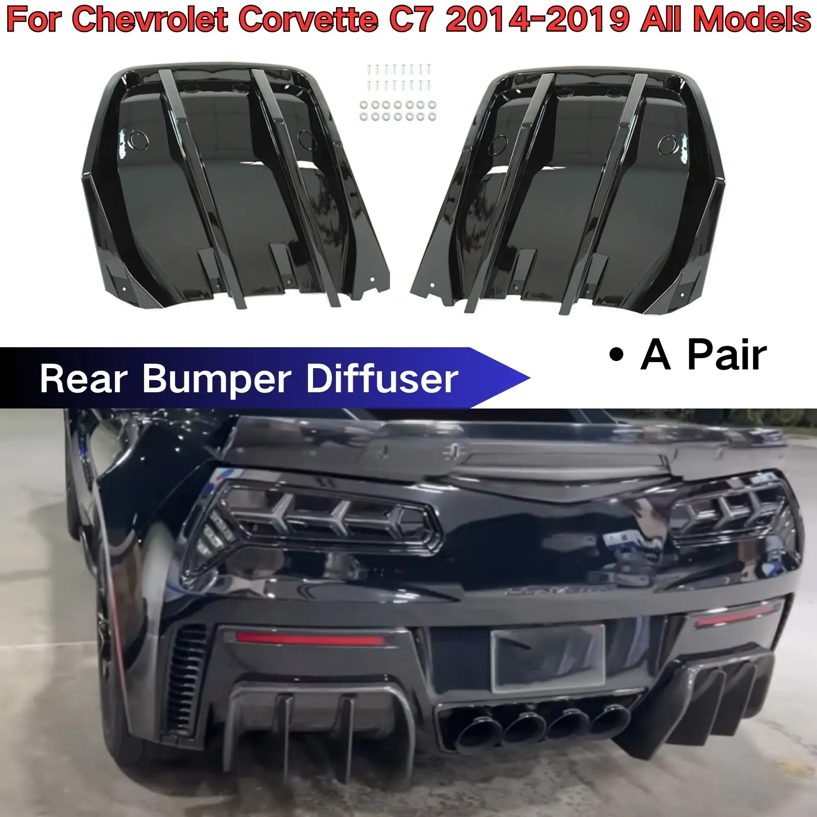 

Для Chevrolet Corvette C7 2014-2019 все модели Stingray Grand Sport диффузор заднего бампера комплект кузова автомобильные аксессуары матовый черный