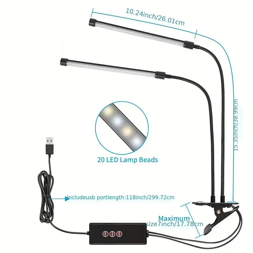 Lampa biurkowa LED podwójne/pojedynczy klosz biurko lampa z klipsem ściemniania jasności dla nauka w domu oświetlenie biurowe ochrony oczu