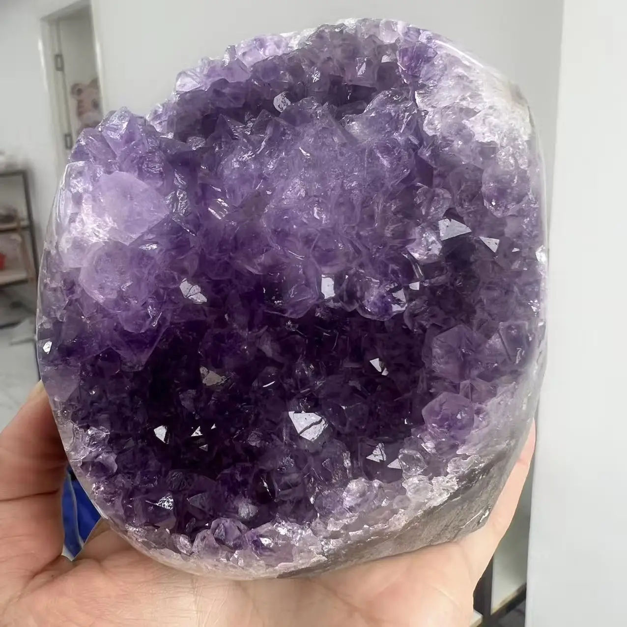 1072g 8.7cm Natural Uruguay Dream Amethyst Calcite Quartz Crystal