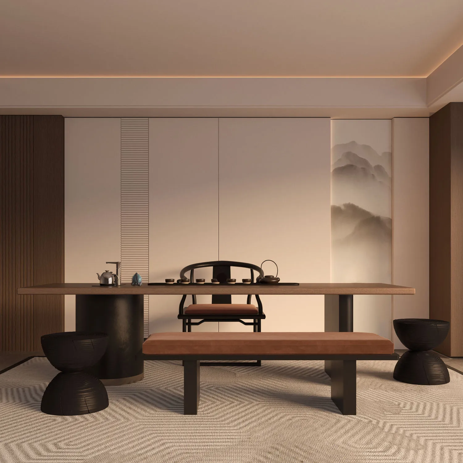 New solid wood tea table and chair combination