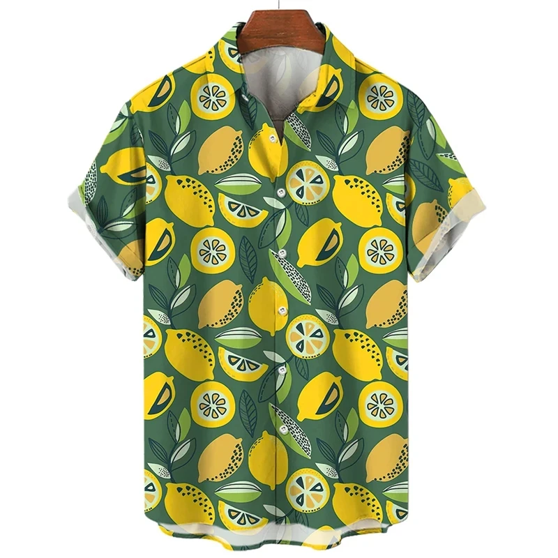 Mens Designer Clothes Print Shirt Oversized Summer 2024 Travel Hawaii Beach Hawaiian Harajuku Tropical Fruit Camisa Masculino