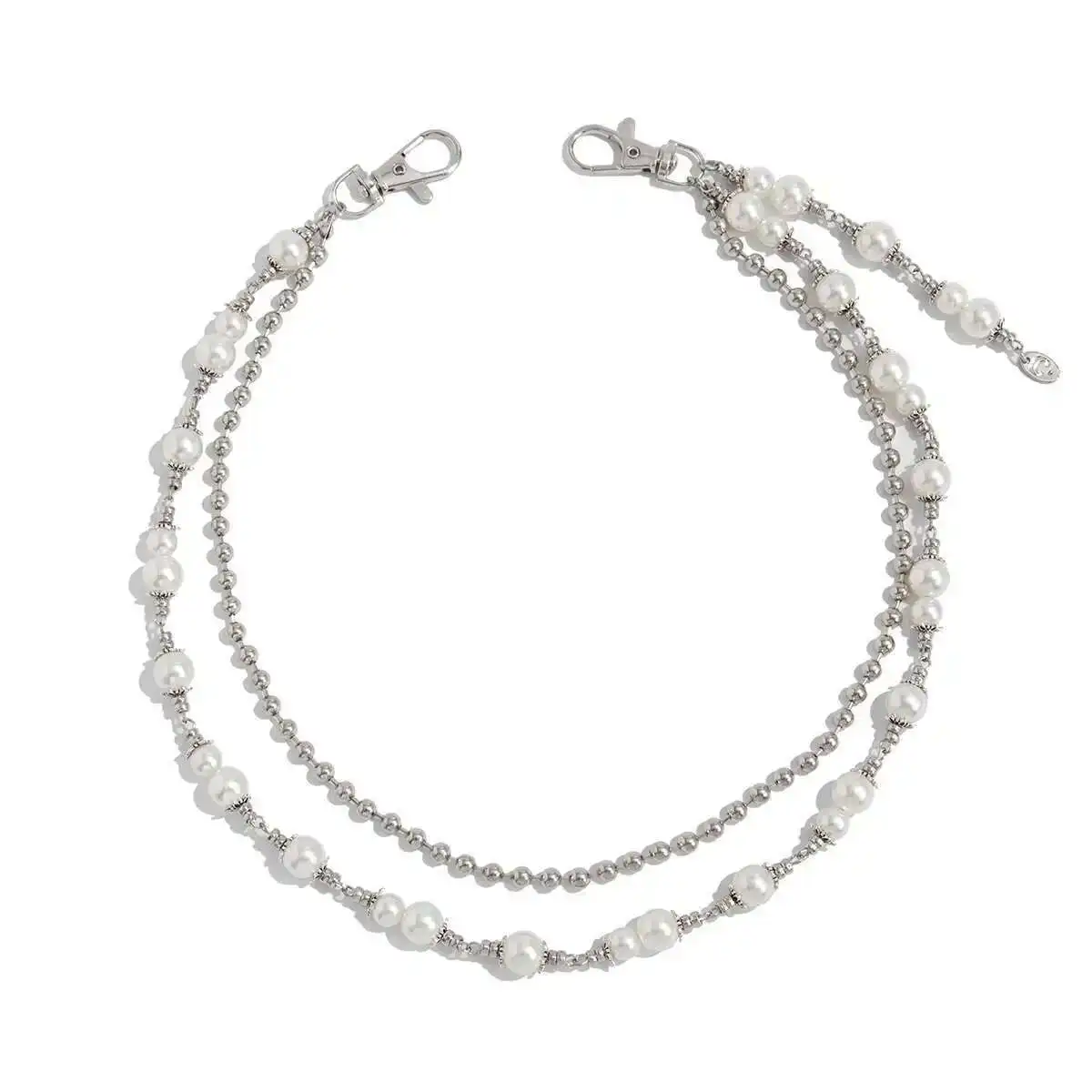 Salircon الشرير متعدد الطبقات تقليد اللؤلؤ جينز ساحر السراويل المفاتيح الرجال القوطي الخصر سلسلة حقيبة المحفظة سلسلة الذكور المجوهرات الجرونج