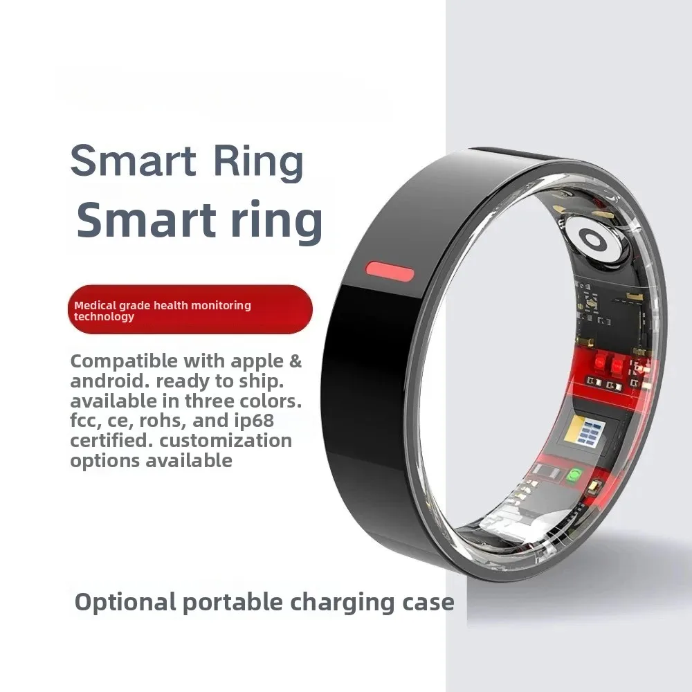 Cross-border Smart Wearable Ring,Health Tracker for Heart Rate,Blood Oxygen,HRV,Stress,Sleep Monitoring&Step Counting Tool