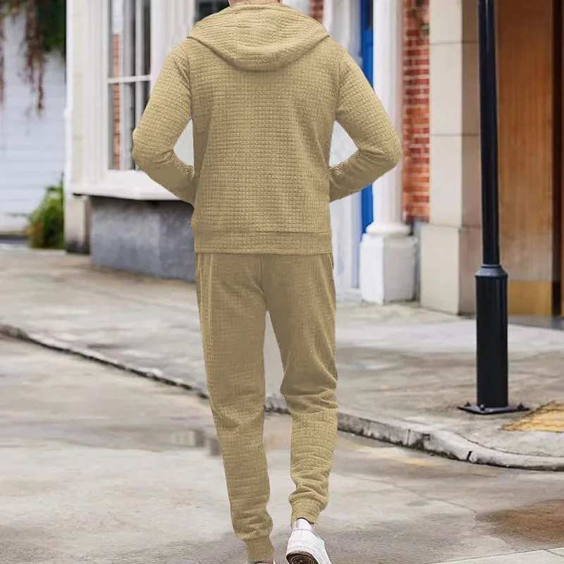 Men Autumn and Winter Tracksuit Casual Small Square Hooded Suits