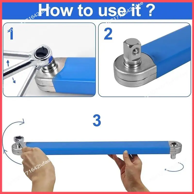 B52C Impact Ready Offset Extension Wrench Tight Reach Set With 1/2 Inch,1/4 Inch And 3/8 Inch Drive Adapters For Tight Space Dur