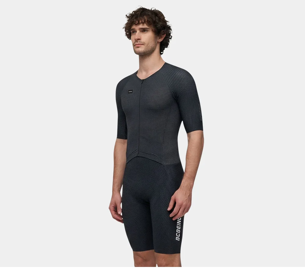 BCBE-ING Herren Aero Radsport-Skinsuit Sommer Kurzarm-Radanzug Leichter Atmungsaktiver Trainingsanzug mit YKK-Reißverschluss – Detail 14