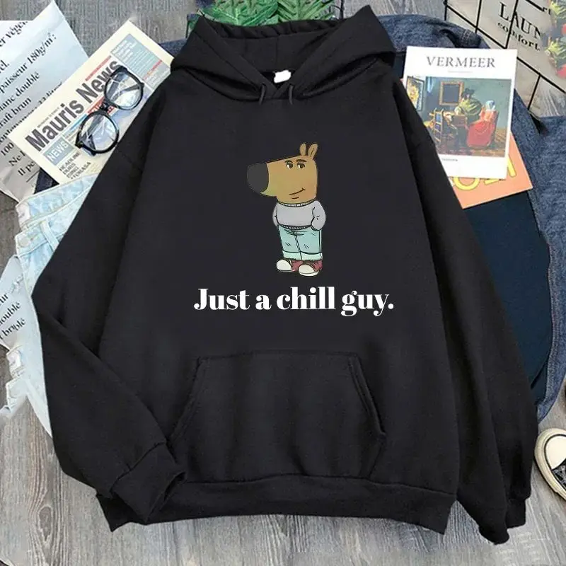 Just A Chill Guy Meme Printed Fun Hoodie Men's Women's Fashion Casual Pullover Oversize Hoodie Clothing Family Matching Outfits