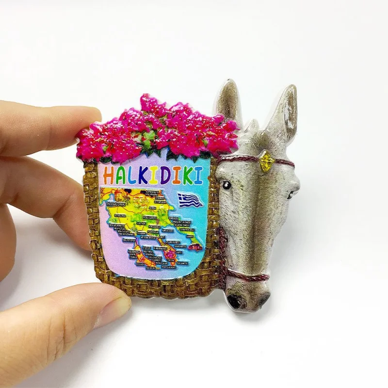 

Greece Halkidiki 3D Retro Magnetic Fridge Magnet Base Map Style Tourist Souvenir Personality Home Decor Kitchen Accessory