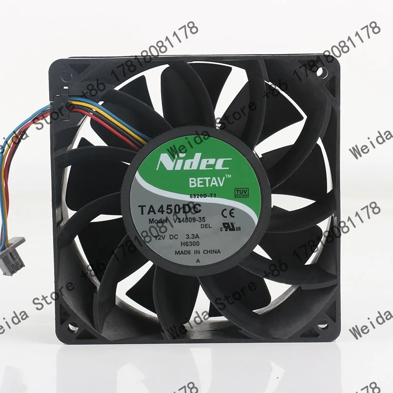 

Nidec 12V 3.3A AC EC 12038 case High air 120X120X38MM 4-wire TA450DC V34809-35 12CM Violent PWM Cooling Fan