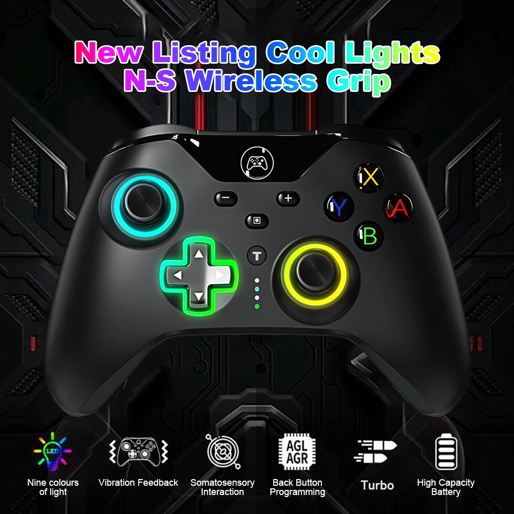 Wireless Gaming Controller with Turbo/Dual Vibration/6 Axis Gyro Hall Trigger for Switch/Switch OLED/Switch LIte for Android PC