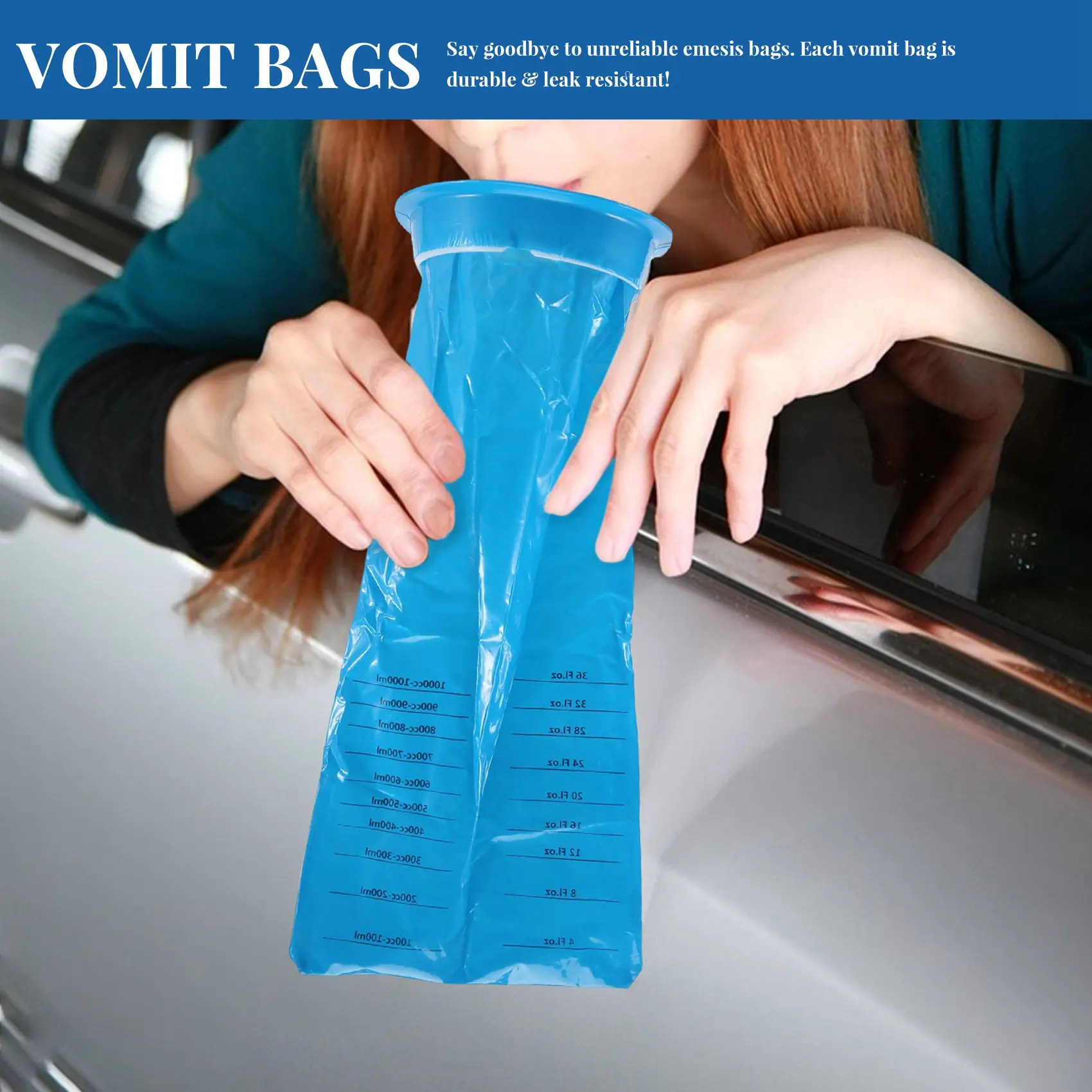 XFDE 20Pcs Disposable Vomit Bags , Emesis Bags, Aircraft & Car Sickness Bag, Nausea Bags for Travel Motion Sickness