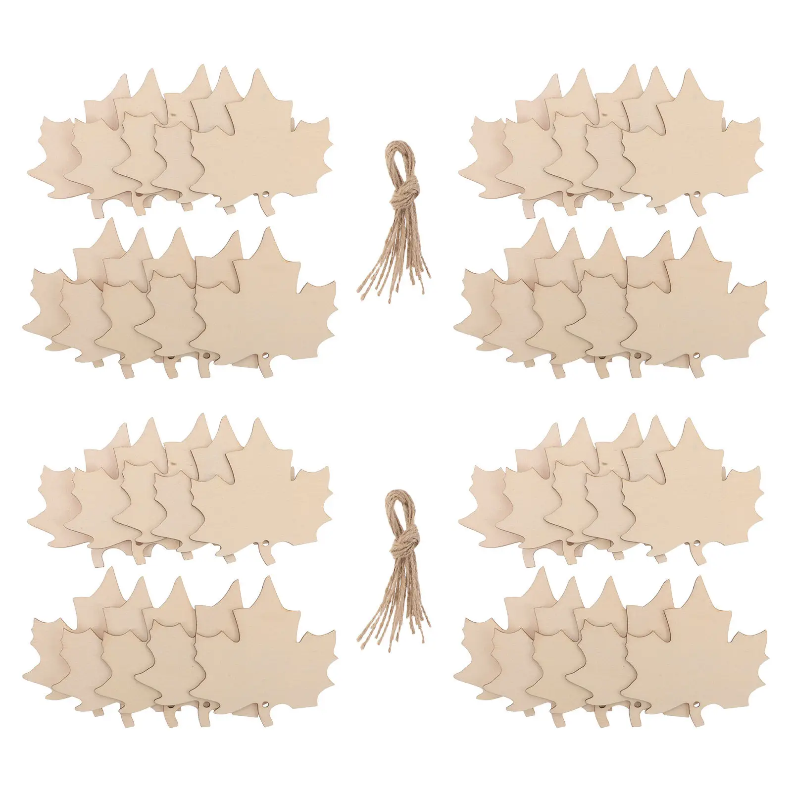 

100Pcs Maple Leaf Hanging Decorations Unpainted Wood Slice Ornaments DIY Craft Blanks for Fall Festival Thanksgiving Party
