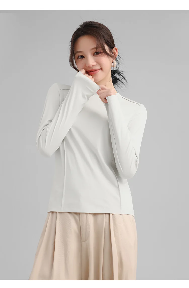 Women's Quick-Dry Long-Sleeve Ice-Fibre T-Shirt Sun-Protective Outdoor T-Shirt Stylish Herringbone-Patterned Base Laye UPF 200+