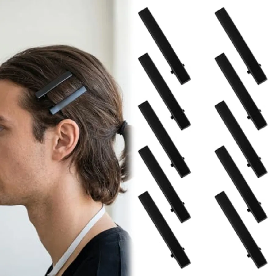 

Hair Clips for Men Gym, Work Sports Use Black Metal Hair Clips for Thick or Thin Hair, Strong Grip Without Slipping 10 pcs