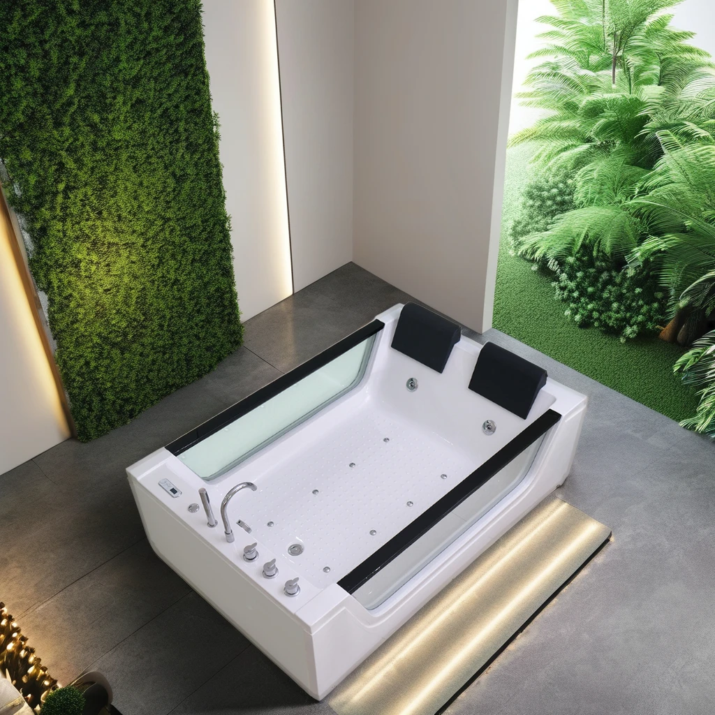 

BathtubModern Freestanding Acrylic Hydro For Jacuzzi Digital Control Whirlpool Bathtub With Large Waterfall Hot Tubs Drainer For