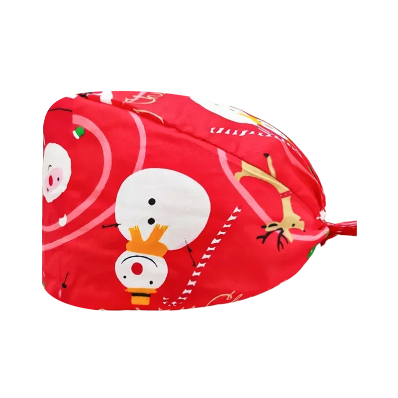 Christmas unisex scrub cap Button print Scrub Nurse uniform Accessories Pet shop Chef Lab work Surgical hospital accessories