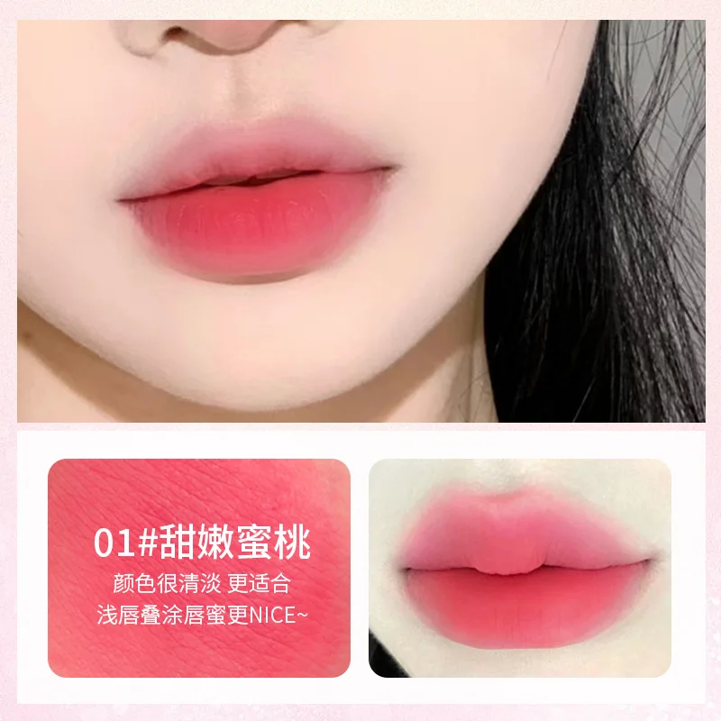 Matte Pink Mousse Lip Gloss Long Lasting Non marking Nude Red Waterproof Cute Liquid lipstick trucco coreano bellezza cosmetica