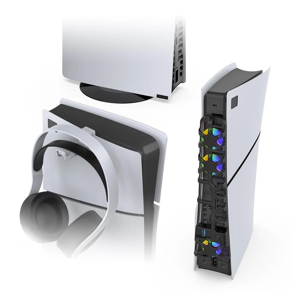 TP5-3538D for PS5slim host temperature cooling fan for PS5 slim Display Stand Vertical Console Stand bracket+headphone hanger