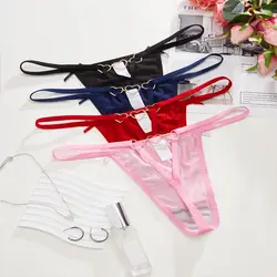 Tanga de lazo de cintura baja para mujer, bragas de hebilla de corazón de tentación, ropa interior sin huellas, Tanga Sexy de Color sólido, DIY