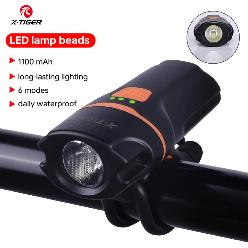 

X-TIGER Ultralight Bike Light Type-C Rechargeable High Lumen Bicycle Front Light 6 Lighting Modes Mini Portable Bicycle lamp