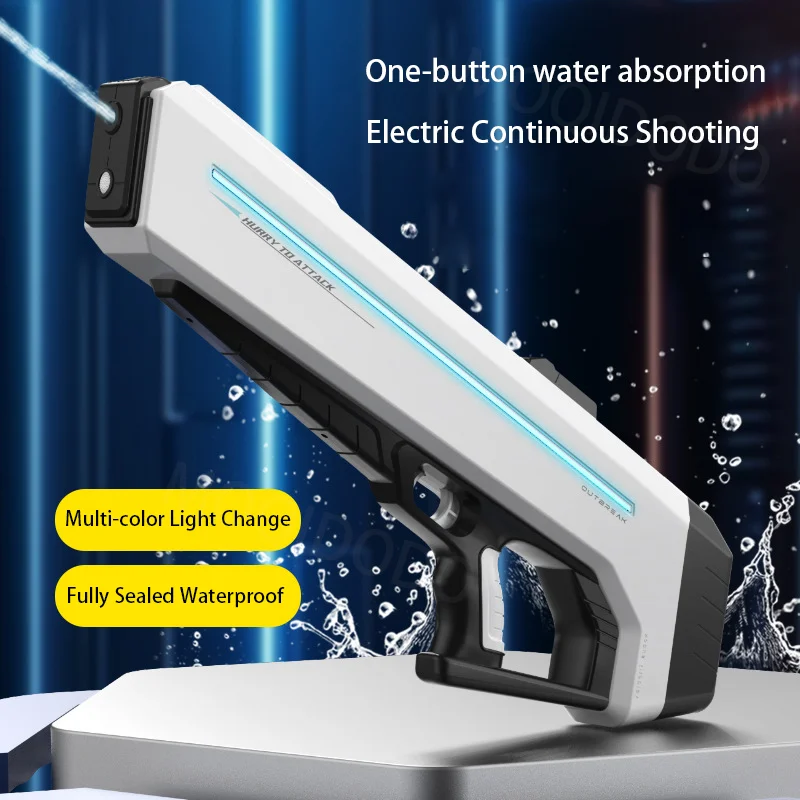 Pistolet à eau électrique jouet avec lumière LED puissant pistolet à eau automatique tir continu piscine plage jouets de plein air pour garçons adultes