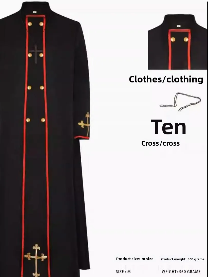 

Хэллоуин Bla Priest Robe Косплей Миссионерский костюм священника для сценических игр Одежда для выступлений Анимации Косплей Мужская одежда