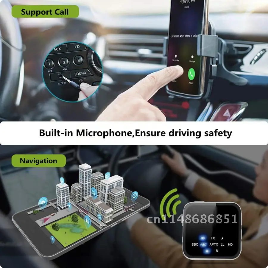 Bluetooth 5.0 Handsfree Call Receiver Transmitter CSR8675 AptX HD/LL 3.5mm AUX RCA Audio Wireless Adapter for TV Car Speaker PC