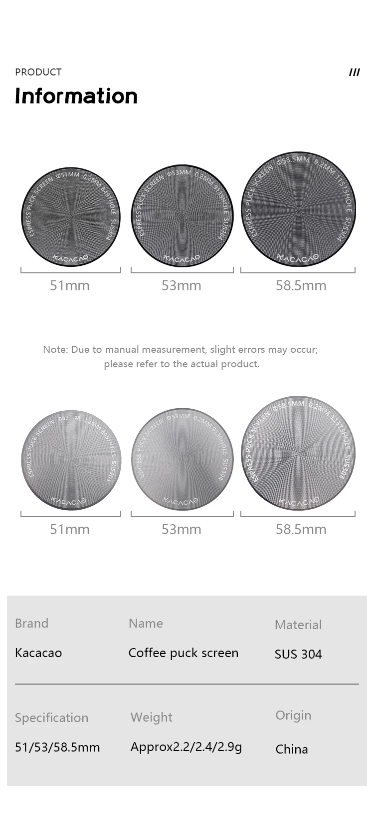 KACACAO Espresso Puck Screen Kaffeefilter, wiederverwendbarer Edelstahlhalter, 0,2 mm, für 51/54/58 mm Siebträger, Barista-Zubehör – Detail 9
