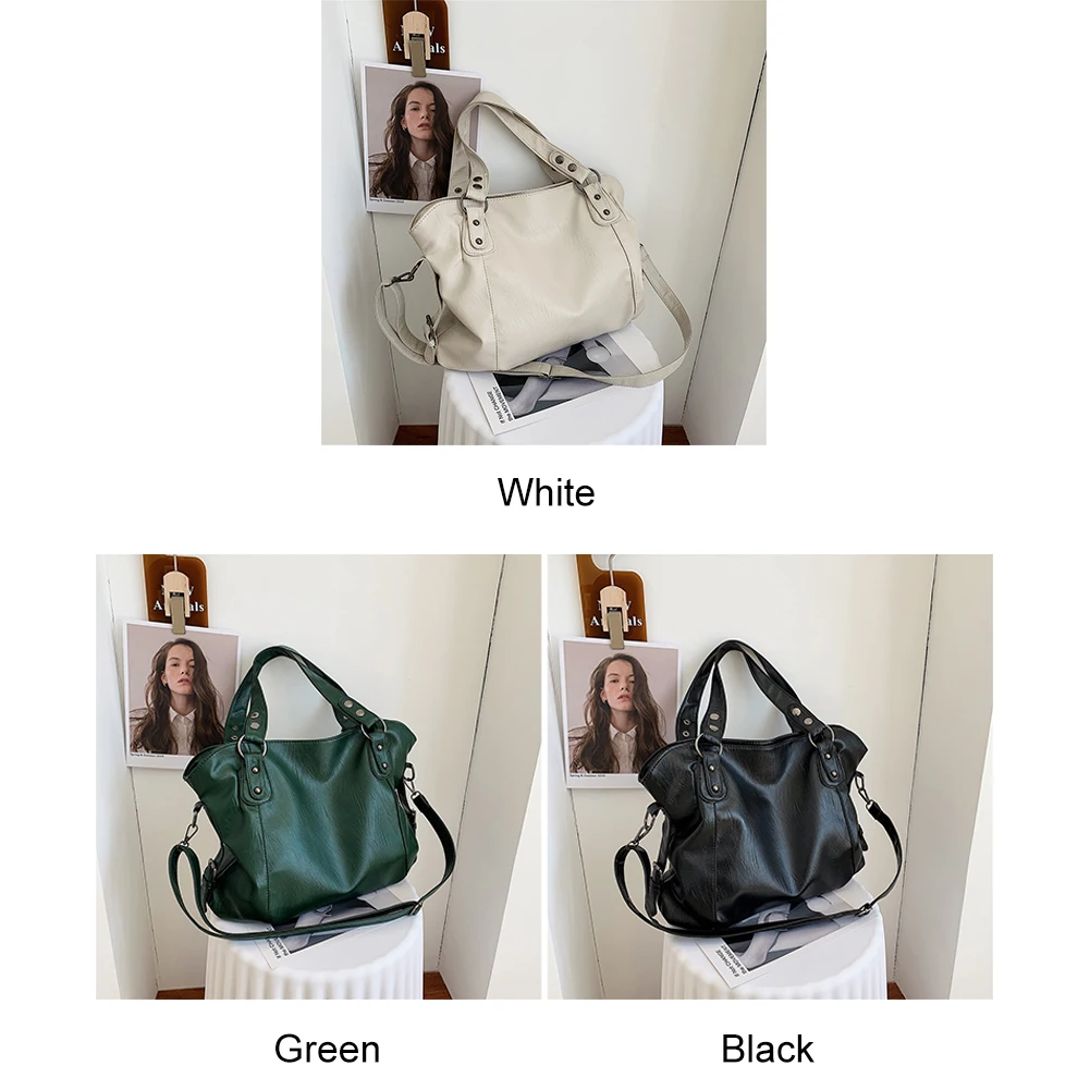 

Women Shoulder Crossbody Bag Casual Retro PU Leather Sling Crossbody Bag Solid Color Soft Female Travel Shopper Mommy Tote Bag