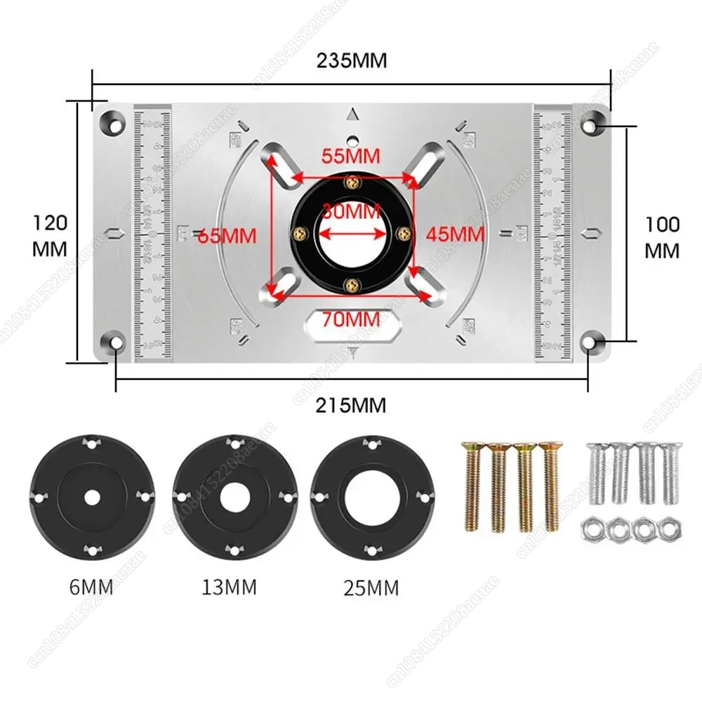 

Router Table Insert Plate Woodworking Benches Aluminium Wood Router Trimmer Models Engraving Machine With 4 Rings Tools