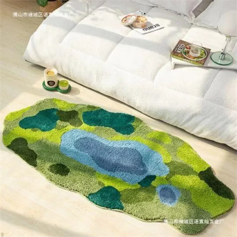 3D Stereo Moss Area Rug for Living Room Green Moss Carpet Bedroom Bedside Floor Mat Anti-slip Modern Shaggy Rugs Home Decor