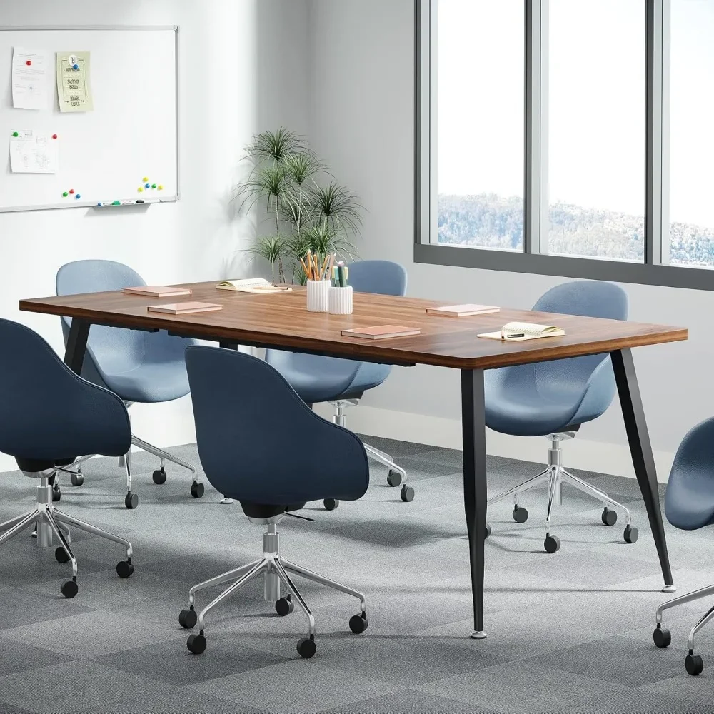 6FT Conference Table with Metal Legs for Office, Modern Industrial Seminar Tables, 70.8’’L X 31.5’’W X 29.5’’H Conference Table