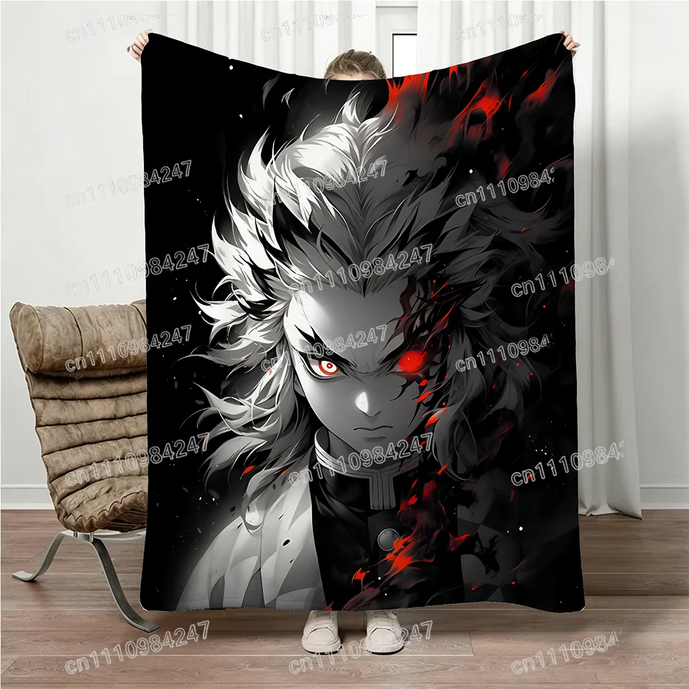 2026 Sommer Hot Demon Slayer Rengoku Kyoujurou Decke Anime-Druck Flanelldecke Eltern-Kind Nickerchendecke für Bett, Couch, Büro