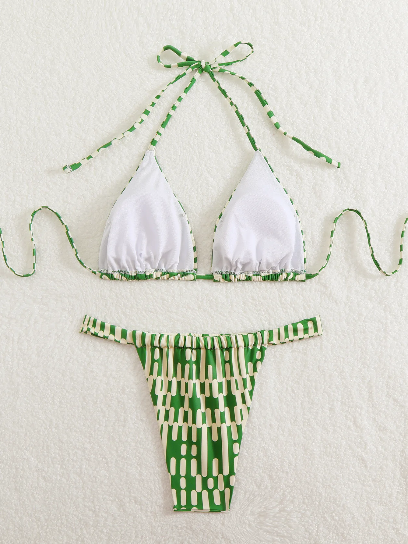 مثير الأخضر طباعة البيكينيات الصغيرة مجموعات قطعتين الرسن ثونغ المايوه ملابس السباحة conjunto دي بيكيني Tankini بحر biquini #4