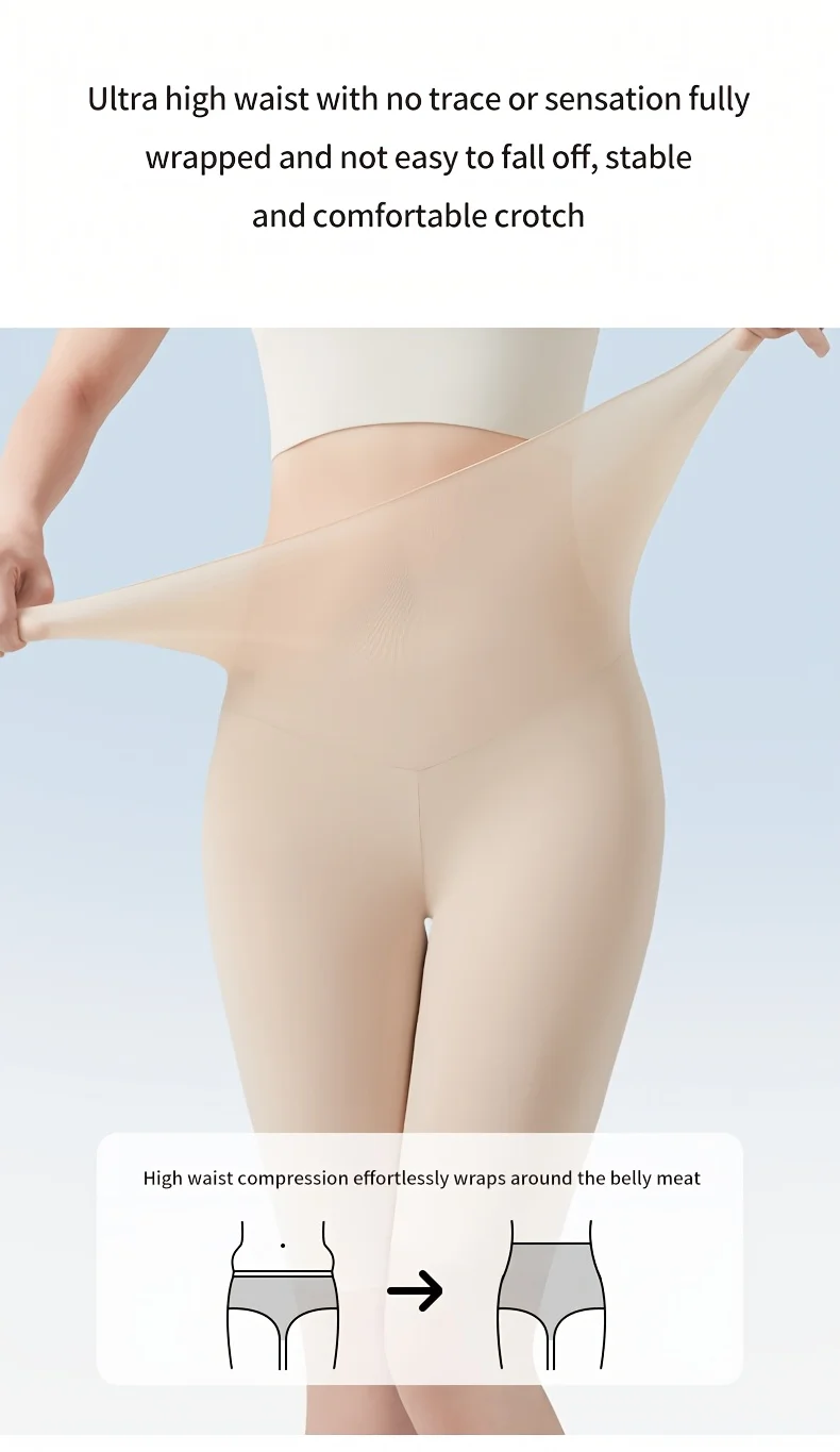 Ultradünne Sommer-Sicherheitsshorts für Damen, Übergröße, hohe Taille, elastisch, unter dem Rock, Eisseide, nahtlose Boxershorts, Unterwäsche – Detail 6