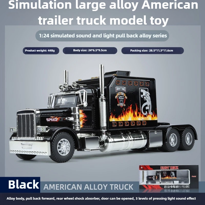 

Cool Stuff Toy Car Funny Gift-Kawaii 1:24 Alloy American-style Trailer Car Model,Inertial Rebound Force Car Toy,Toys for Boys