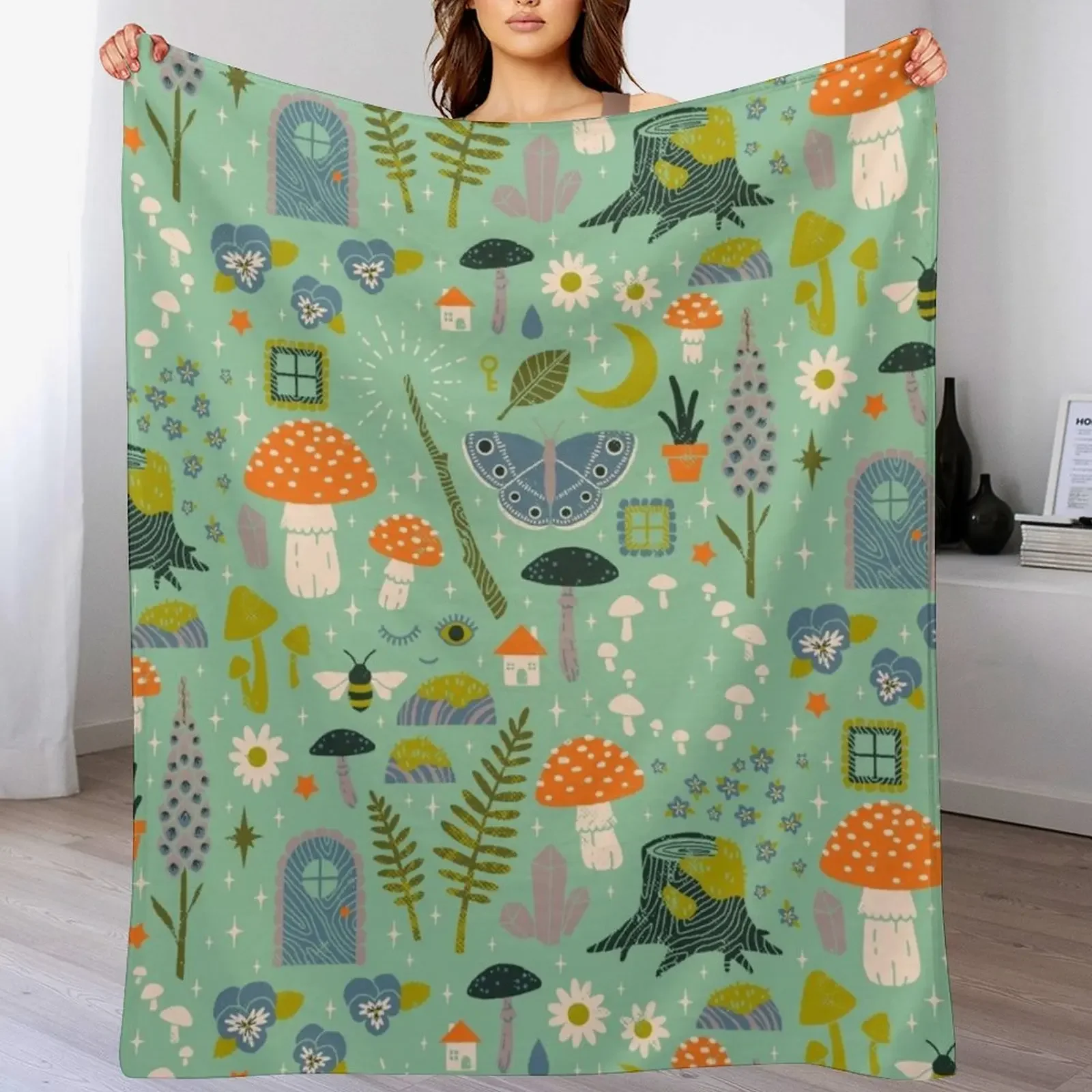 Fairy Garden Throw Blanket blankets and throws Travel Weighted Winter beds Blankets