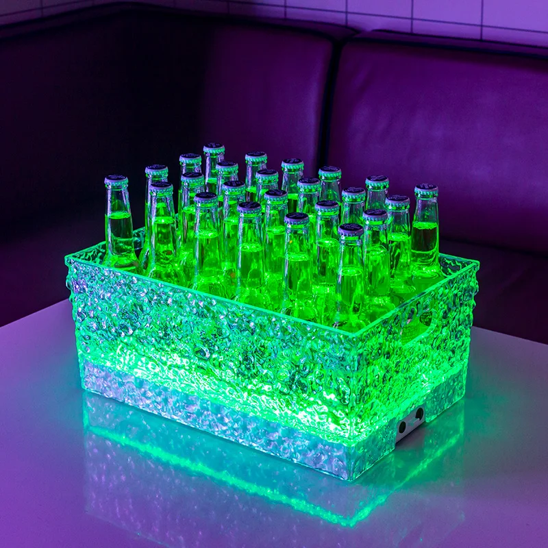 دلو ثلج كوكتيل LED لغرف KTV، حوض بيرة مضيئة، مبرد مشروبات الملهى الليلي، حاوية مشروبات متوهجة تجارية #4