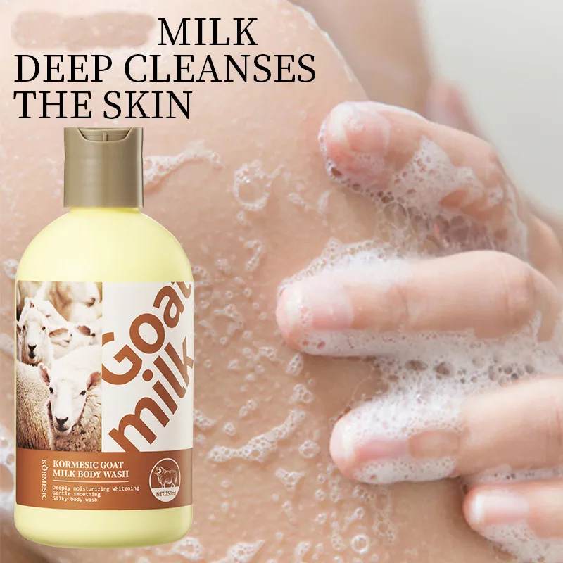 

250ML Natural Goat Milk Shower Gel - Brightening & Deeply Moisturizing Body Wash Gentle Formula Nourishes Skin Body Care Cleaner