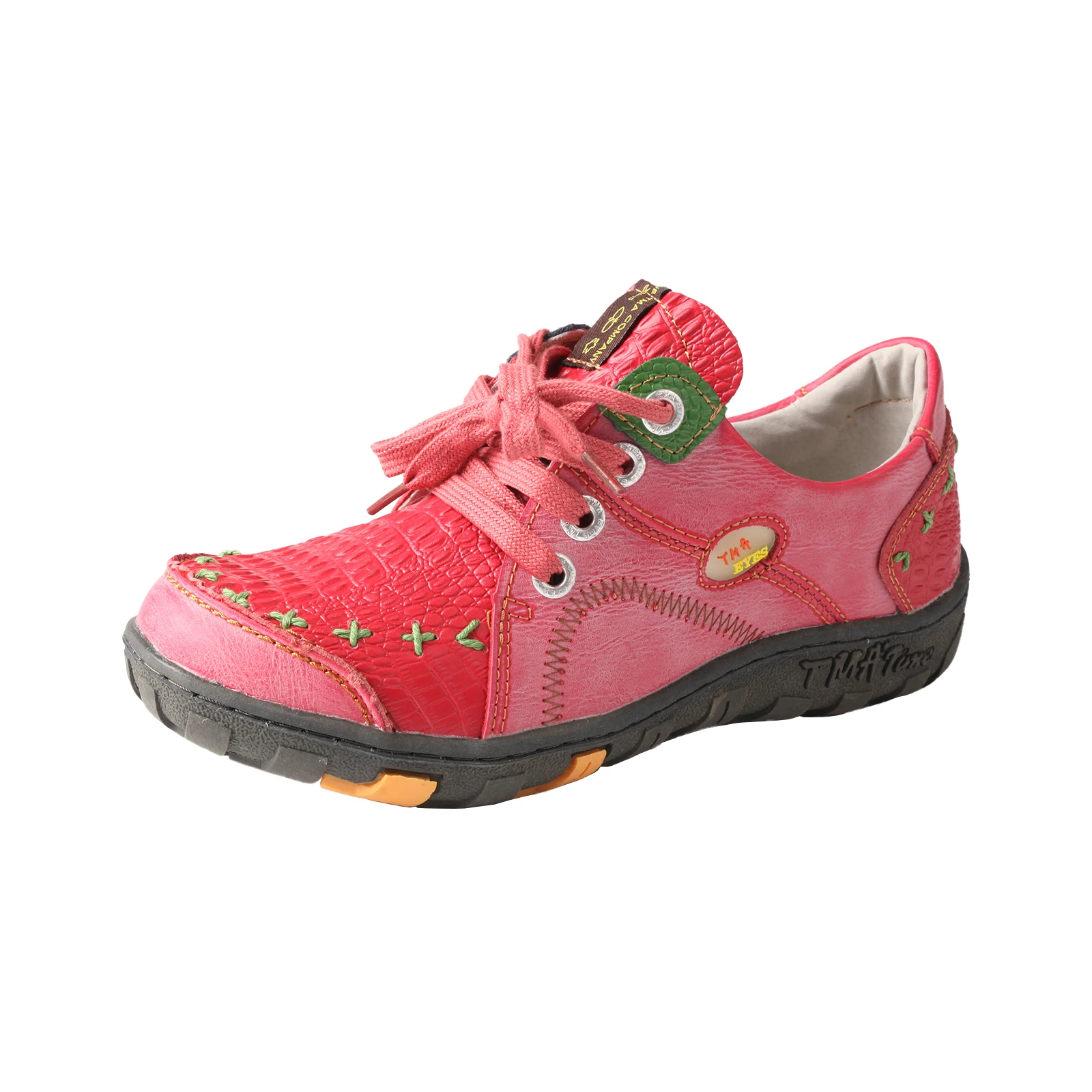 TMA EYES Mehrfarbige, niedliche und vielseitige, farblich kontrastierende, handgenähte flache Schuhe, leichte Freizeitschuhe für Damen – Detail 3